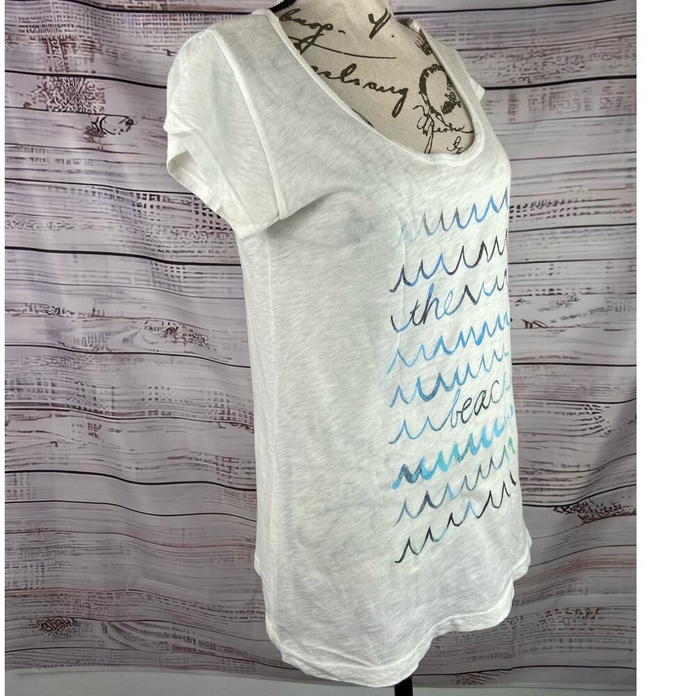 Fresh Produce Slub Knit Cotton Tee Shirt Womens XS Short Sleeve Scoop Neck Beach - Picture 3 of 11